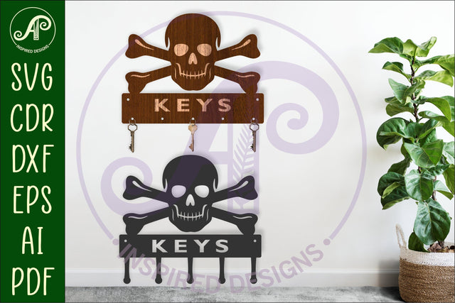 Skull and crossbones Key holders for metal and laser cutting SVG APInspireddesigns 