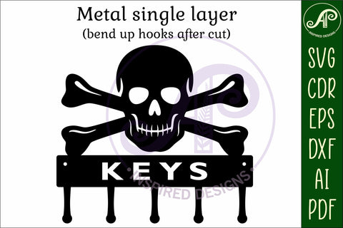 Skull and crossbones Key holders for metal and laser cutting SVG APInspireddesigns 