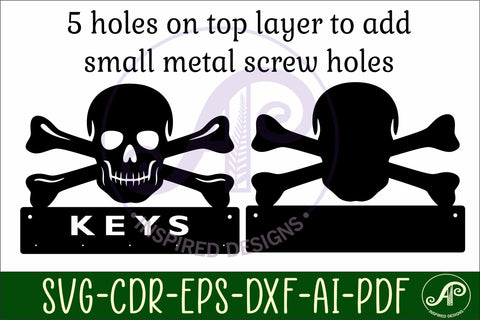 Skull and crossbones Key holders for metal and laser cutting SVG APInspireddesigns 