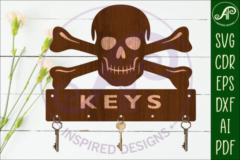 Skull and crossbones Key holders for metal and laser cutting SVG APInspireddesigns 