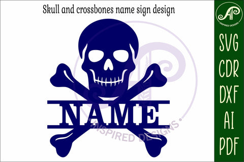 Skull and crossbones name sign svg laser cut file SVG APInspireddesigns 