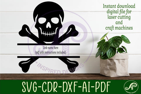 Skull and crossbones name sign svg laser cut file SVG APInspireddesigns 