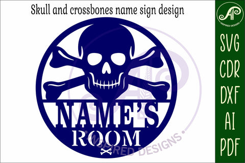 Skull and crossbones name wall art sign SVG APInspireddesigns 