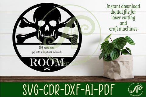 Skull and crossbones name wall art sign SVG APInspireddesigns 