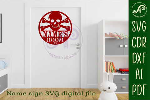 Skull and crossbones name wall art sign SVG APInspireddesigns 
