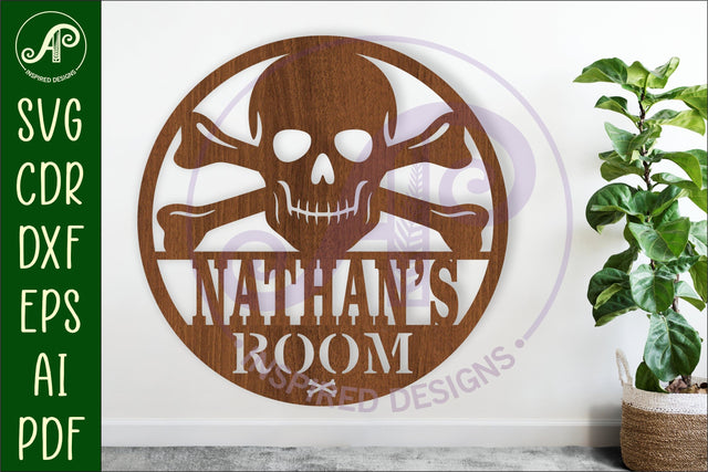 Skull and crossbones name wall art sign SVG APInspireddesigns 