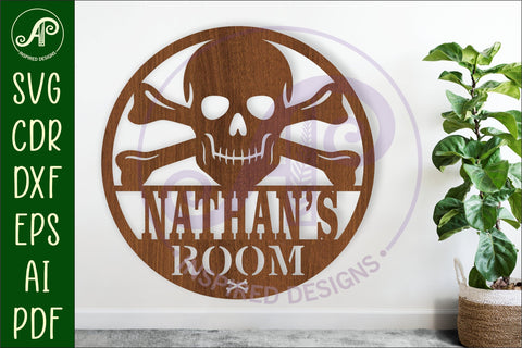 Skull and crossbones name wall art sign SVG APInspireddesigns 