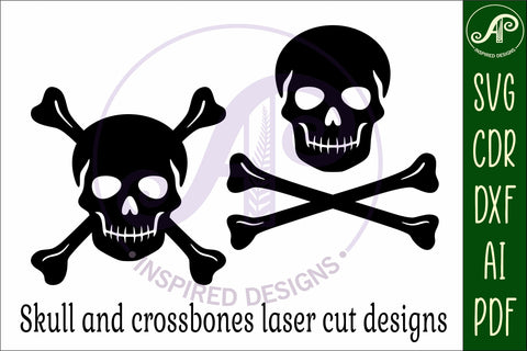 Skull and crossbones silhouette laser cut outs SVG file SVG APInspireddesigns 