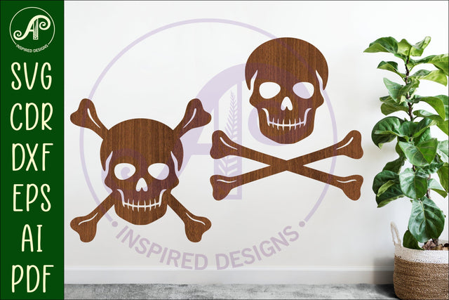 Skull and crossbones silhouette laser cut outs SVG file SVG APInspireddesigns 