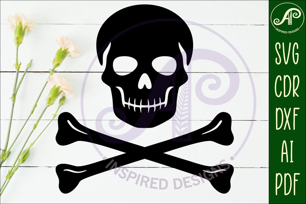 Skull and crossbones silhouette laser cut outs SVG file - So Fontsy