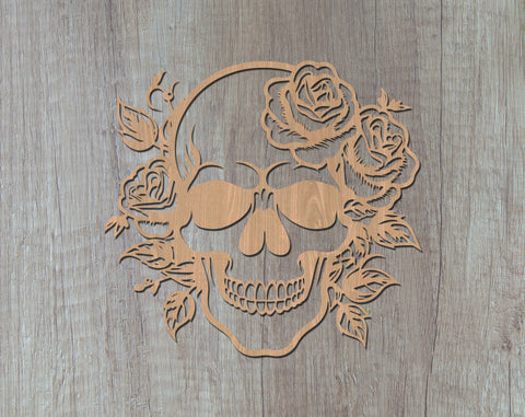 Skull And Roses Laser SVG Cut File, Skull And Roses Glowforge File, Skull And Roses DXF, Skull And Roses Wall Art SVG SVG HappyDesignStudio 