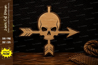Skull Arrow Cross Laser Cut Svg Design SVG Regulrcrative 