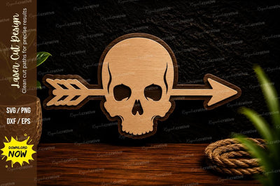 Skull Arrow Silhouette Laser Cut Svg Design SVG Regulrcrative 