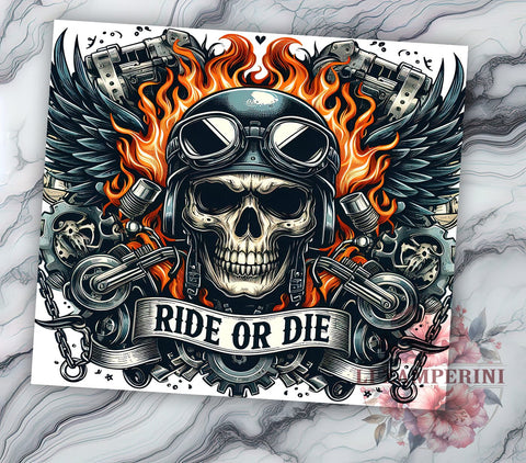 Skull Art, Motorcycle Decor, Tumbler Wrap, Digital Download, PNG File, Biker Gift, Edgy Design, Halloween Decor Sublimation Li Zamperini 