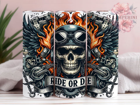 Skull Art, Motorcycle Decor, Tumbler Wrap, Digital Download, PNG File, Biker Gift, Edgy Design, Halloween Decor Sublimation Li Zamperini 