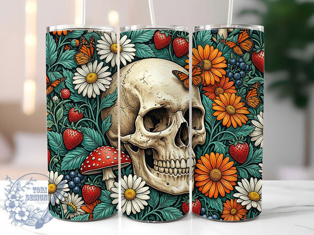 Skull Butterfly Strawberry 20oz Tumbler, Skull Butterfly, Butterfly Strawberry, Skull Tumbler, 20oz Tumbler, Strawberry Tumbler, Butterfly Tumbler, Tumbler Wrap Sublimation ToriDesigns 