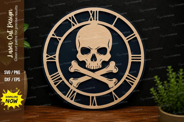 Skull Clock Design laser cut svg File SVG Regulrcrative 