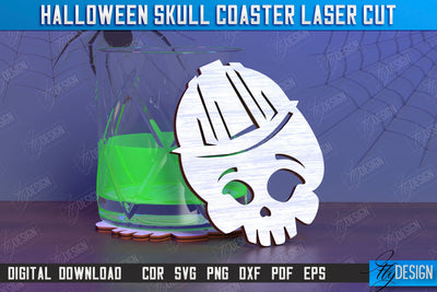 Skull Coaster Laser Cut | Drinks Coasters | Halloween Design | Seasonal Coasters | CNC File SVG Fly Design 
