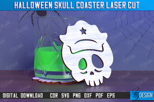 Skull Coaster Laser Cut | Drinks Coasters | Halloween Design | Seasonal Coasters | CNC File SVG Fly Design 