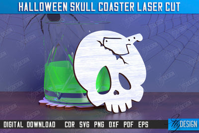 Skull Coaster Laser Cut | Drinks Coasters | Halloween Design | Seasonal Coasters | CNC File SVG Fly Design 