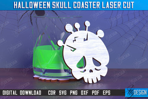 Skull Coasters Laser Cut Bundle | Drinks Coasters | Halloween Design | Seasonal Coasters | CNC Files SVG Fly Design 
