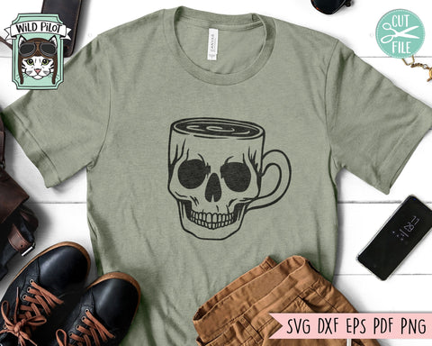 Skull Coffee Mug svg, Halloween Coffee SVG, Skull Mug svg file, Skull Mug png, Skull Coffee Cup svg, Skull Teacup svg, Coffee png SVG Wild Pilot 