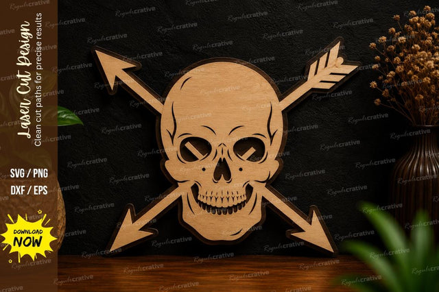 Skull Cross Arrows SVG Laser Cut Svg Design SVG Regulrcrative 