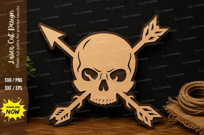 Skull Crossed Arrows Laser Cut SVG File SVG Regulrcrative 