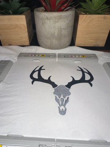 Skull Deer Embroidery Design 4 Sizes - File formats in pes,dst,jef,xxx,exp,vip,vp3, hunting, buck, guy, deer, edgy, guys, dude, father, dad, Embroidery/Applique DESIGNS AestheticdesignsE 