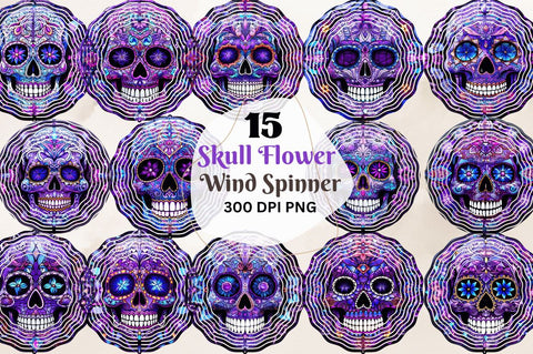 Skull Flower Wind Spinner Sublimation Regulrcrative 