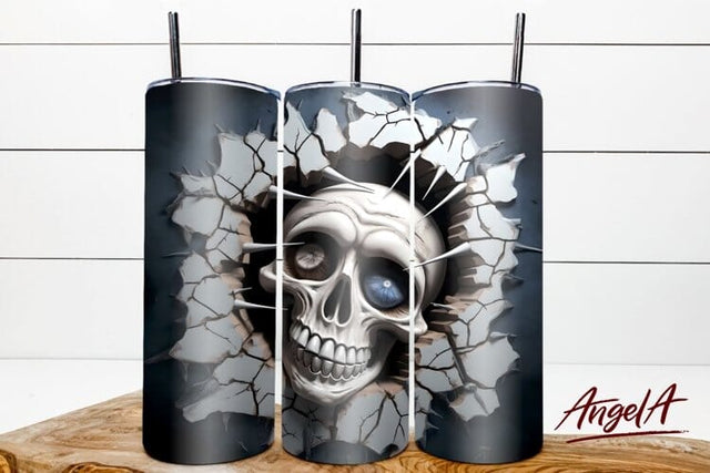 skull Halloween PNG / 3d halloween tumbler wrap / horror png Sublimation Angelina Semenova 