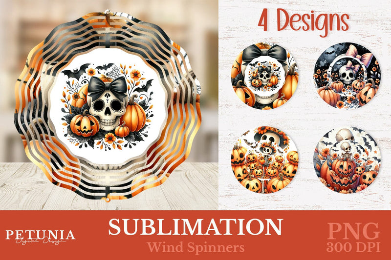 Skull Halloween Wind Spinner | Wind Spinner Sublimation PNG Sublimation Petunia Digital Design 