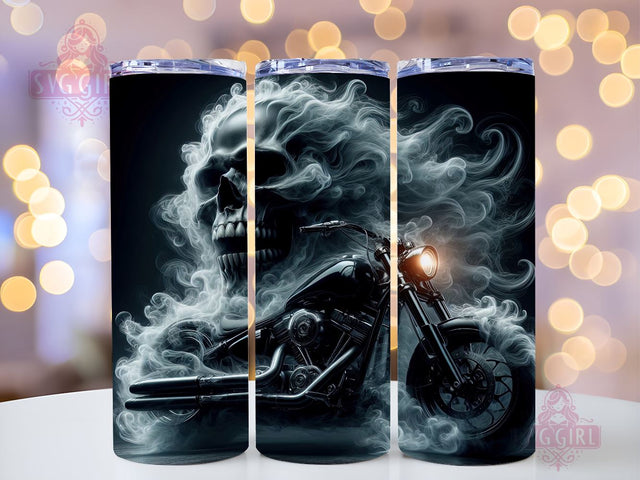 Skull Motorcycle 20oz Tumbler Wrap Sublimation Design, Straight Tapered Tumbler Wrap, Motorcycle Enthusiasts Tumbler Png, Instant Digital Download Sublimation SvggirlplusArt 