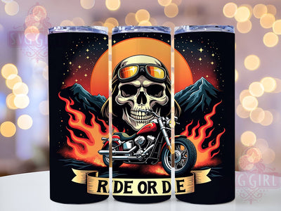 Skull Motorcycle Tumbler, Ride Or Die Tumbler Wrap, Biker Themed Tumbler, 20oz Sublimation Tumbler, Motorcycle Enthusiast Gift, Edgy Tumbler Design, Goth Inspired Drinkware Sublimation SvggirlplusArt 
