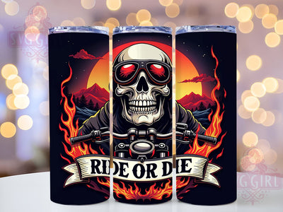 Skull Motorcycle Tumbler, Ride Or Die Tumbler Wrap, Biker Themed Tumbler, 20oz Sublimation Tumbler, Motorcycle Enthusiast Gift, Edgy Tumbler Design, Goth Inspired Drinkware Sublimation SvggirlplusArt 