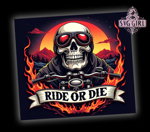 Skull Motorcycle Tumbler, Ride Or Die Tumbler Wrap, Biker Themed Tumbler, 20oz Sublimation Tumbler, Motorcycle Enthusiast Gift, Edgy Tumbler Design, Goth Inspired Drinkware Sublimation SvggirlplusArt 