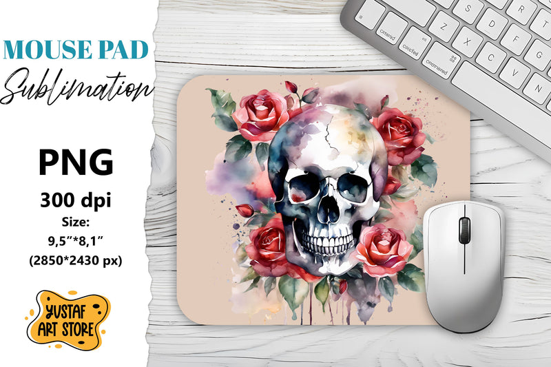 Skull mouse pad sublimation. Halloween mouse pad Sublimation Yustaf Art Store 
