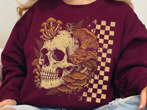 Skull Mushroom PNG, Gothic Mycology Sublimation Design SVG DesignDestine 