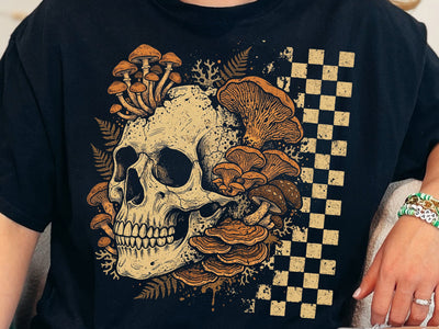 Skull Mushroom PNG, Gothic Mycology Sublimation Design SVG DesignDestine 