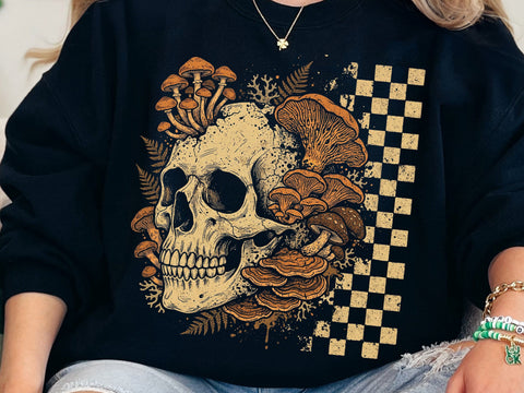 Skull Mushroom PNG, Gothic Mycology Sublimation Design SVG DesignDestine 