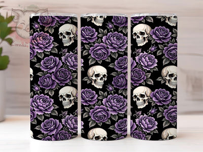 Skull Rose Noir 20oz Tumbler, Skull Motif, Rose Noir, Dark Elegance, Gothic Style, Edgy Design, Skinny Tumbler, Sublimation PNG Sublimation Lara' s Designs 