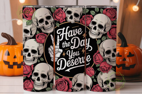 Skull & Roses Tumbler Wrap 20oz Sublimation PixelChick 