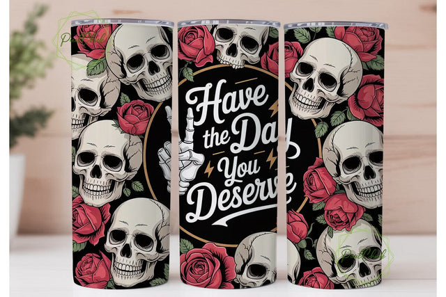 Skull & Roses Tumbler Wrap 20oz Sublimation PixelChick 