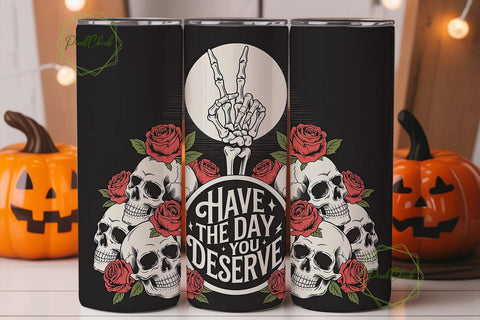 Skull & Roses Tumbler Wrap 20oz Sublimation PixelChick 