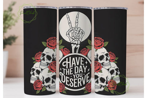 Skull & Roses Tumbler Wrap 20oz Sublimation PixelChick 