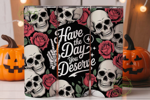 Skull & Roses Tumbler Wrap 20oz Sublimation PixelChick 