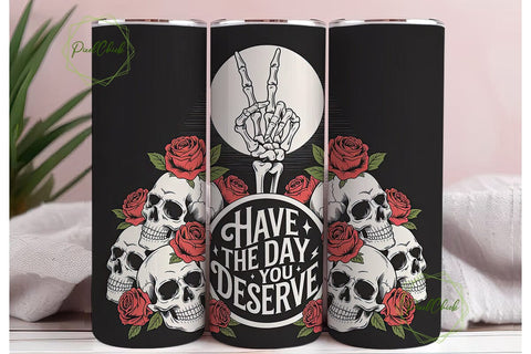 Skull & Roses Tumbler Wrap 20oz Sublimation PixelChick 