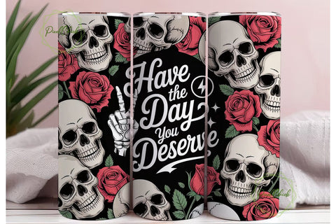 Skull & Roses Tumbler Wrap 20oz Sublimation PixelChick 