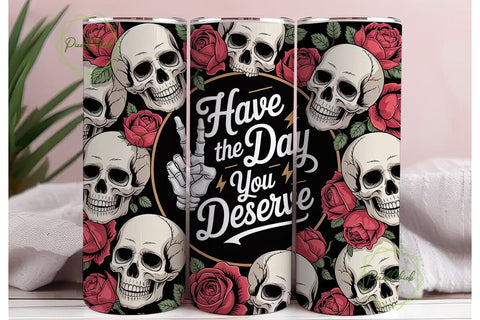Skull & Roses Tumbler Wrap 20oz Sublimation PixelChick 