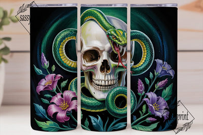 Skull & Snake Floral Tumbler Wrap Sublimation sassyprint 